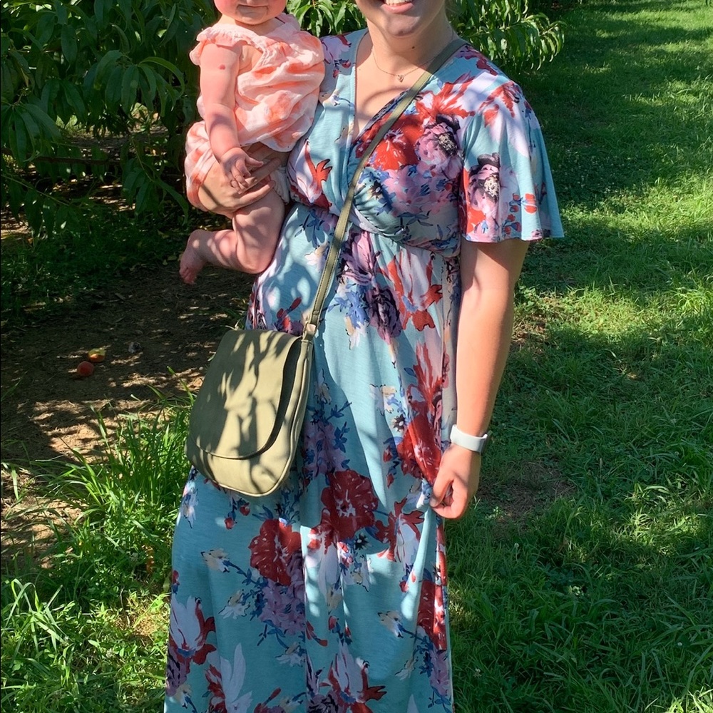 Maxi dress light blue floral